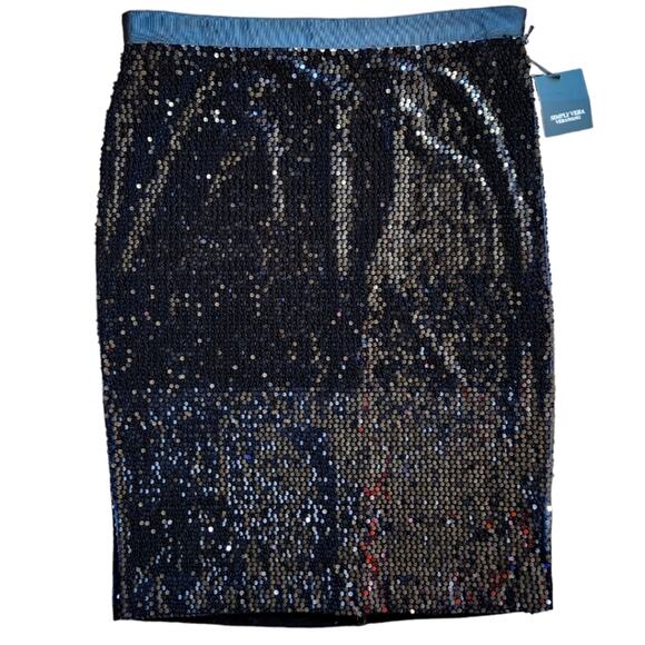 Simply Vera Vera Wang black sequined skirt pencil size XL NWT - Picture 1 of 7